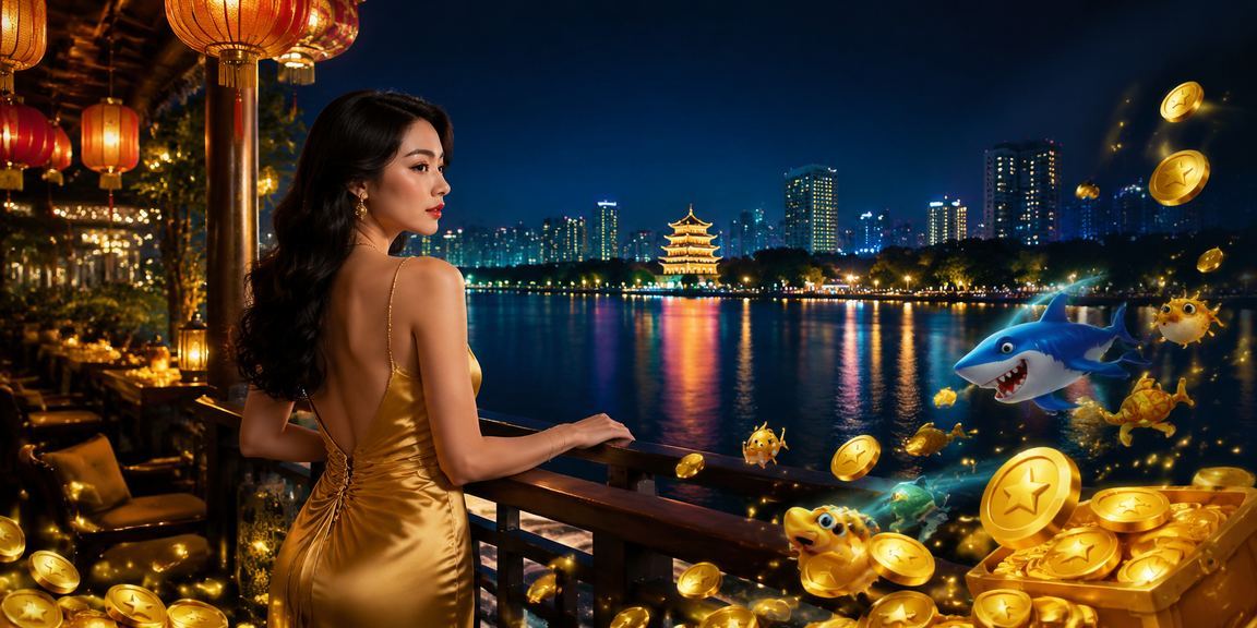Quang cảnh chợ đêm Hà Nội với người dùng đang trải nghiệm game bắn cá trực tuyến trên điện thoại
