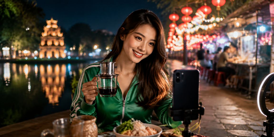 Không khí cá cược sôi động tại Hà Nội với tách cà phê và màn hình hiển thị kèo cược thể thao